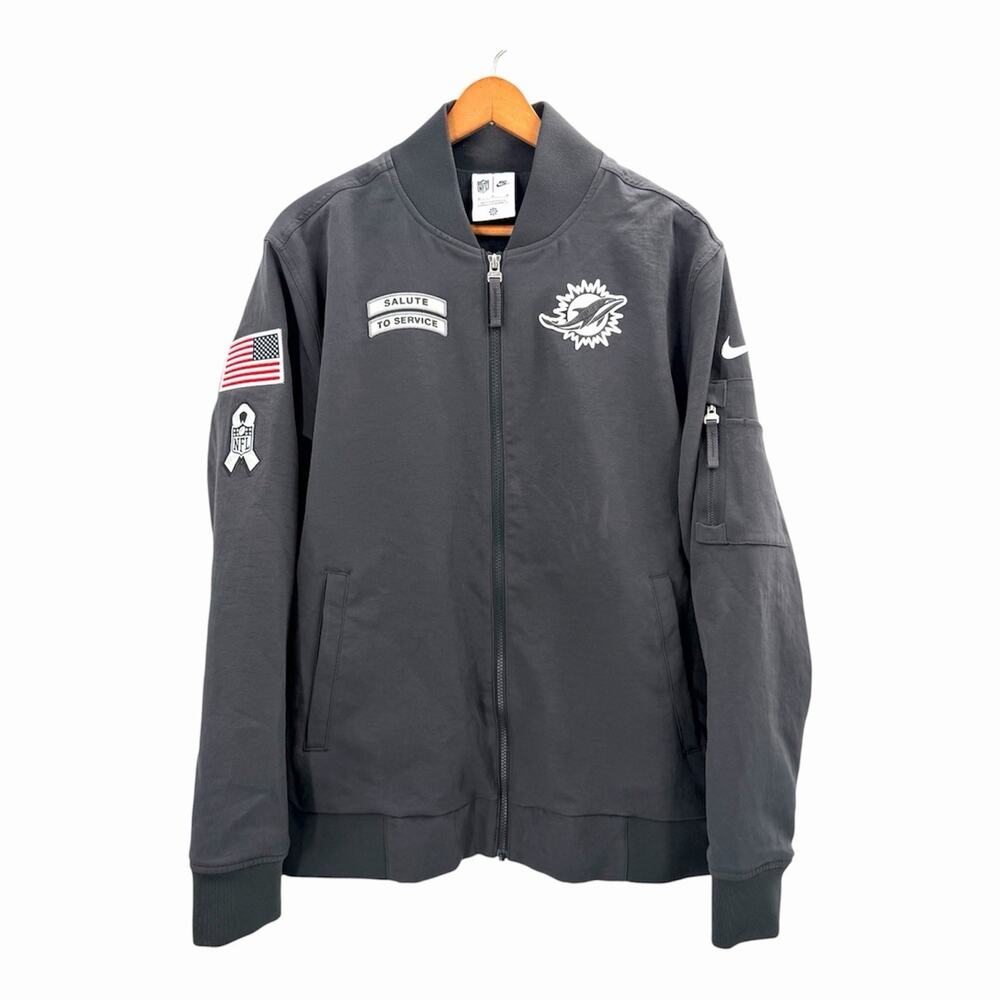 Miami Dolphins Nike Gray USA Military Salute to Service Jacket Mens Medium